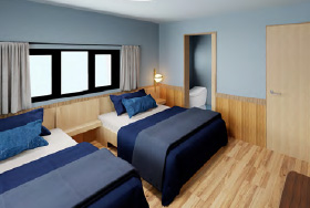 夜中に起きても安心。トイレを併設した寝室設計